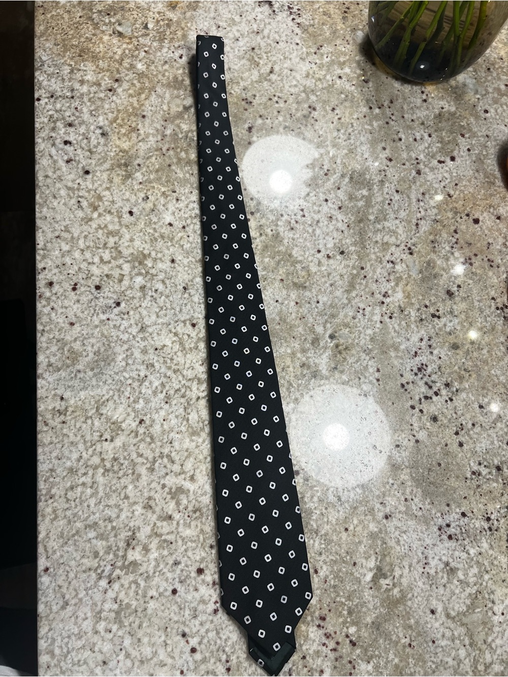 Lauren Ralph Lauren Black Tie with White Geometric Dots